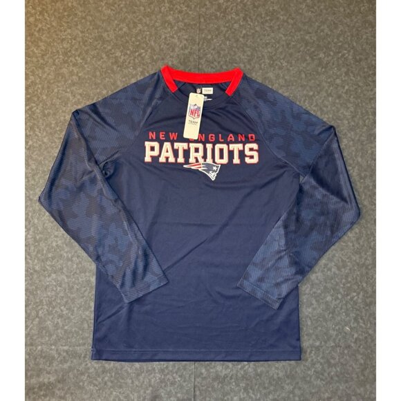 NWT NFL Team Apparel New England Patriots Navy Blue Long Sleeve Shirt Size Med - Picture 1 of 5